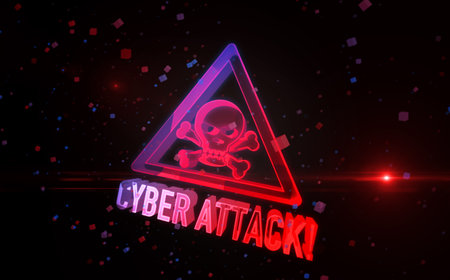 Cyber attack alert and security warning symbol digital concept. Network, cyber technology sign and...