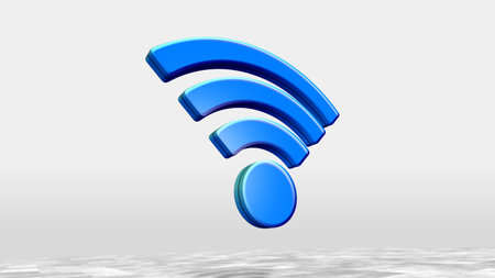 WiFi wireless mobile communication and internet hotspot symbol. Abstract concept 3d icon...