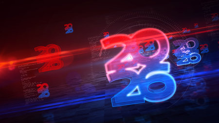 2026 year 3d symbol modern cyber style illustrationの写真素材