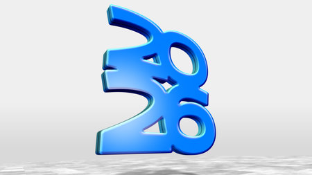 2026 year 3d symbol modern cyber style illustration