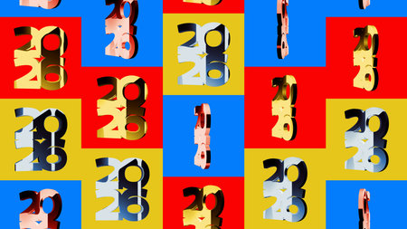 2026 year golden metal symbol. Abstract concept 3d icon illustration.