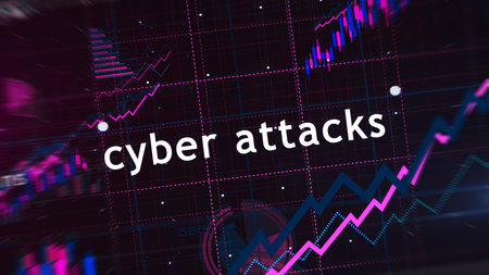 Cyber attacks and digital security breach charts and graphs diagram concept 3d illustration