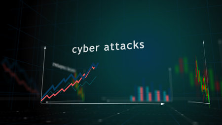 Cyber attacks and digital security breach charts and graphs diagram concept 3d illustration
