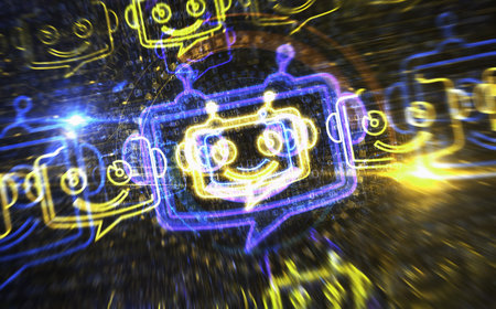 Chatbot artificial intelligence symbol digital concept. Network, cyber technology sign and computer...
