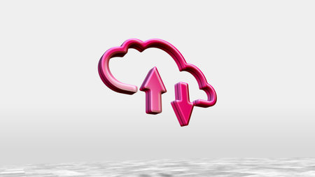 Cloud server computing and data storage symbol. Abstract concept 3d icon illustration.