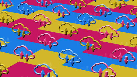 Cloud server computing and data storage multiply symbol pattern. Abstract concept 3d mosaic icons...