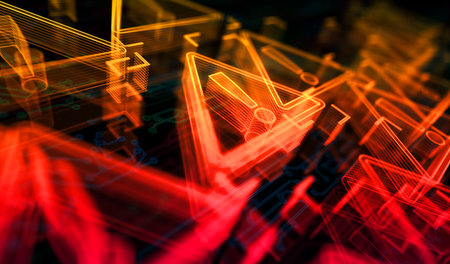 Alert warning and security breach alert symbol digital concept. Network, cyber technology and computer background abstract 3d illustration.の写真素材