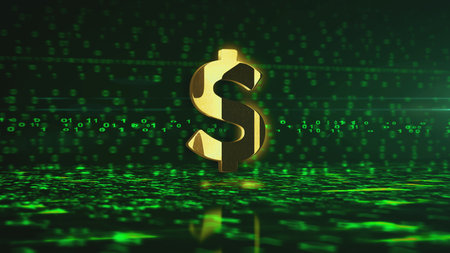Dollar USD currency US money golden metal symbol. Abstract concept 3d icon illustration.