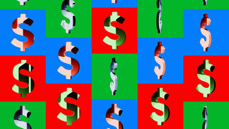 Dollar USD currency US money multiply symbol pattern. Abstract concept 3d mosaic icons illustration.の写真素材