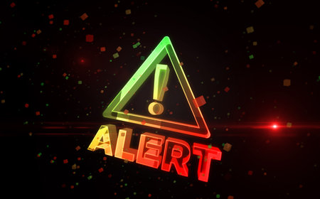 Alert cyber attack warning symbol digital concept. Network, cyber technology sign and computer...
