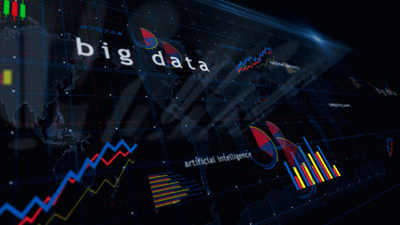 Big data digital technology charts and graphs diagram concept 3d illustration