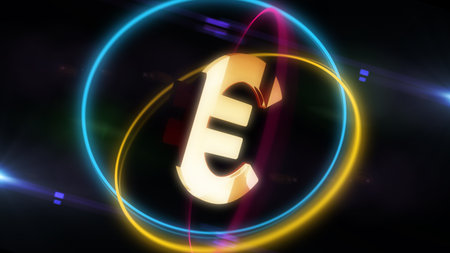 Euro EUR currency EU money golden metal symbol. Abstract concept 3d icon illustration.の写真素材