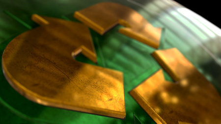 Recycling ecology and environment symbol 3d spectacular metal abstract concept illustrationの写真素材