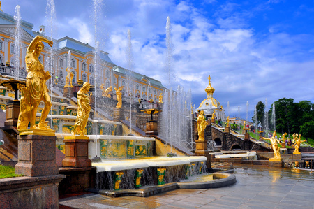Peterhof. Russia. Peterhof. The sculptures of the Grand cascade fountainsのeditorial素材