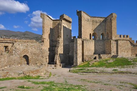 Genoese fortress in Sudak on the Crimean Peninsula.の写真素材