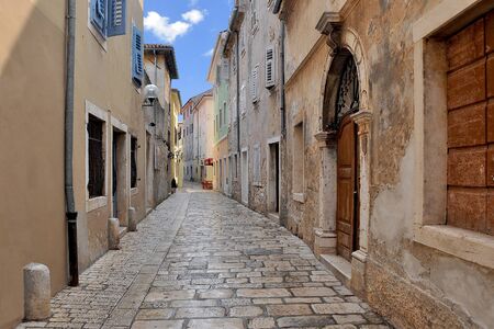 On the streets of the ancient city of Porec in Croatiaの写真素材