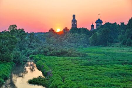 Sunset over the monasteryの写真素材
