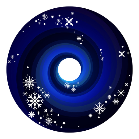 Snowy night sky circleのイラスト素材