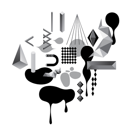 Abstract greyscale geometric objectsのイラスト素材