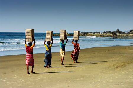 indian women on the beachの写真素材