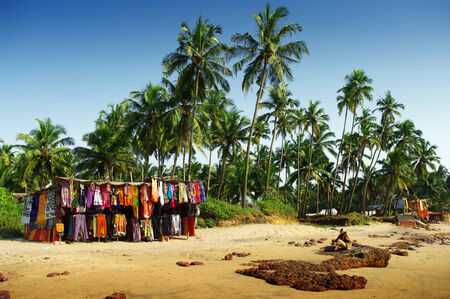 idyllic beach in Goa, Indiaの写真素材