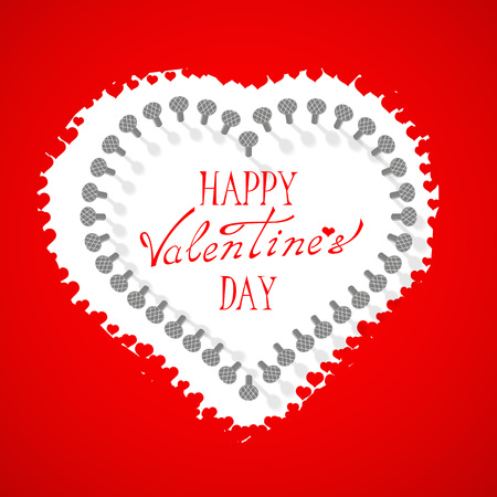 St. Valentine's Day. Vector. Beautiful volumetric red heart on a white background. Heart on a string. Background to the day of St. Valentina.のイラスト素材
