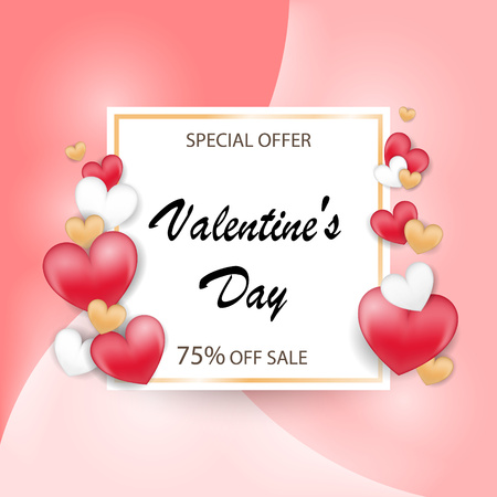 Valentines day special offer background with balloons heart and icon set pattern. Vector illustration. Wallpaper, flyers, invitation, posters, brochure, banners.のイラスト素材