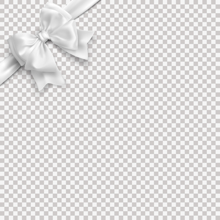 Realistic white bow with ribbon. Vector without background.のイラスト素材