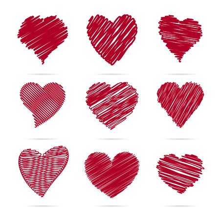 Set of hearts. Hearts of lines and strokes.のイラスト素材