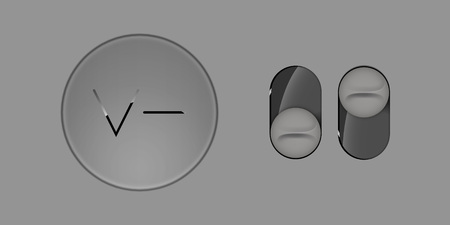 Modern Ui sliders and round push buttons. Grey matte coating. Vector