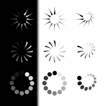 Set Loading icons. White and Black Background. Loading vector iconのイラスト素材