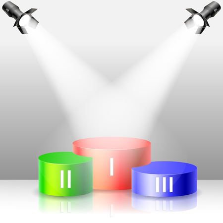 Colors winners podium. Spotlight vector illustration.のイラスト素材