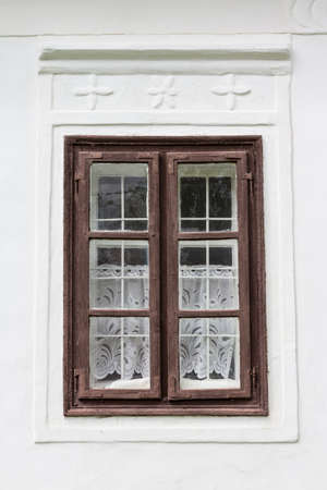 Old window in the village hungarianの写真素材