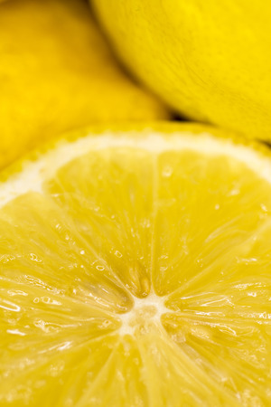 Sliced lemon on white background.の写真素材