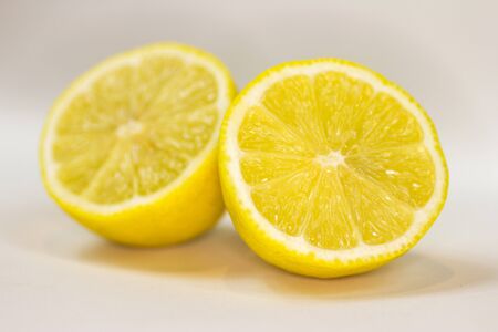 Sliced lemon on white background.の写真素材