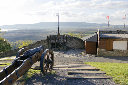 Cannon in the fortress of Szigliget, Hungary.の写真素材