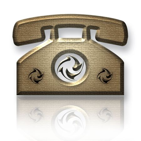 Retro Styled Telephone over White Backgroundの写真素材