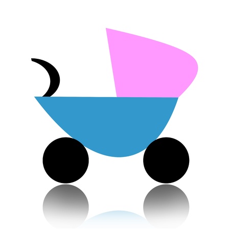 Abstract baby carriage isolated over white backgroundの写真素材