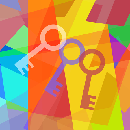 Three keys on abstract background in cubismの写真素材