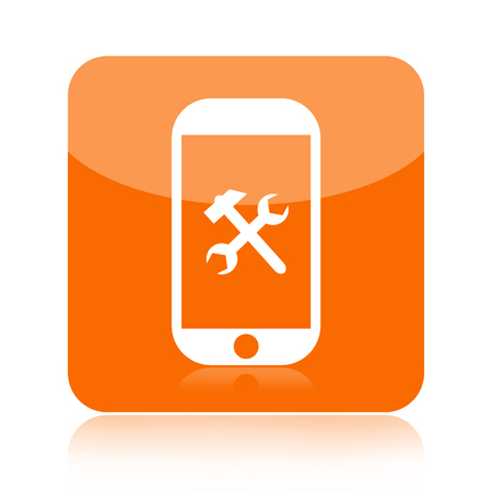 Smartphone service icon isolated on white backgroundの写真素材