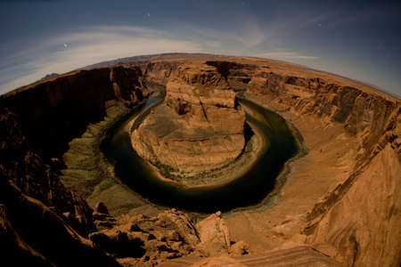 Horseshoe bend at night under the stars