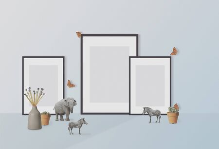 Cute small objects in interior room with picture frame
