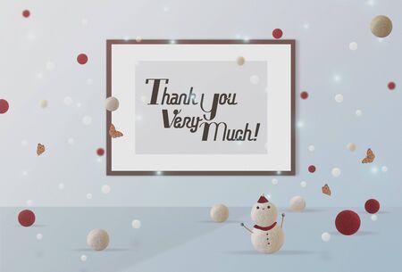 Cute small objects in interior room with picture frameの写真素材