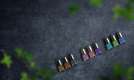 Colorful background photo of fashionable nail polishの写真素材
