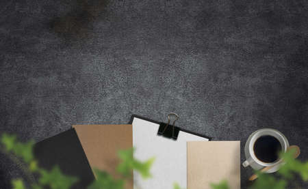 Business image of stationery placed in concrete background