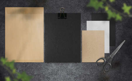 Business image of stationery placed in concrete background