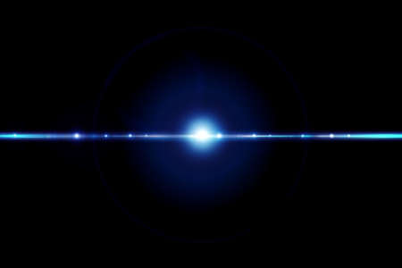 Abstract background of the lens flare of the radiated light shining blue