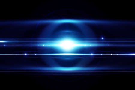 Abstract background of the lens flare of the radiated light shining blue