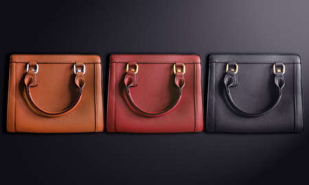 Bags of fashion items of various colorsの写真素材