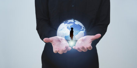 Silhouette of the earth and people